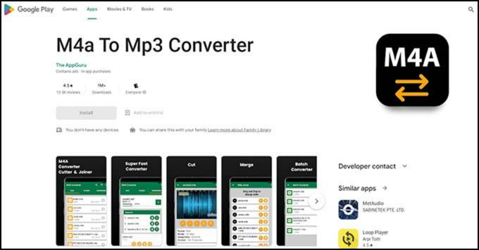 Ứng dụng M4A to MP3 Converter