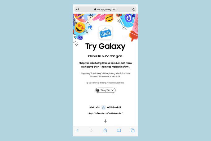 Bước 1 và 2 cài Try Galaxy