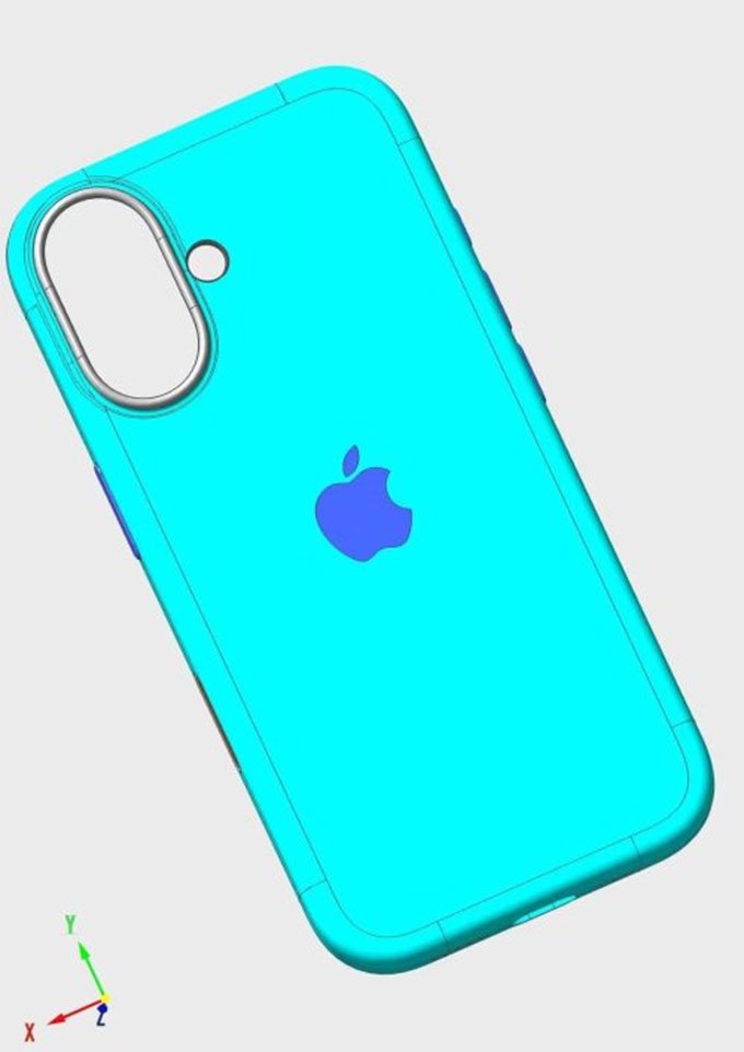 Hình ảnh CAD của iPhone 16 làm nổi bật Nút hành động và bố cục camera giống iPhone X
