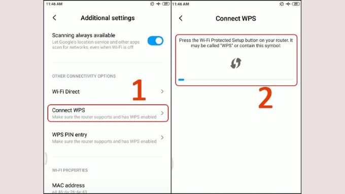 Sử dụng WPS để kết nối WiFi  