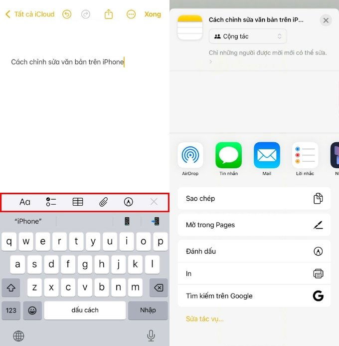 Ghi chú và chỉnh sửa văn bản đơn giản bằng Notes