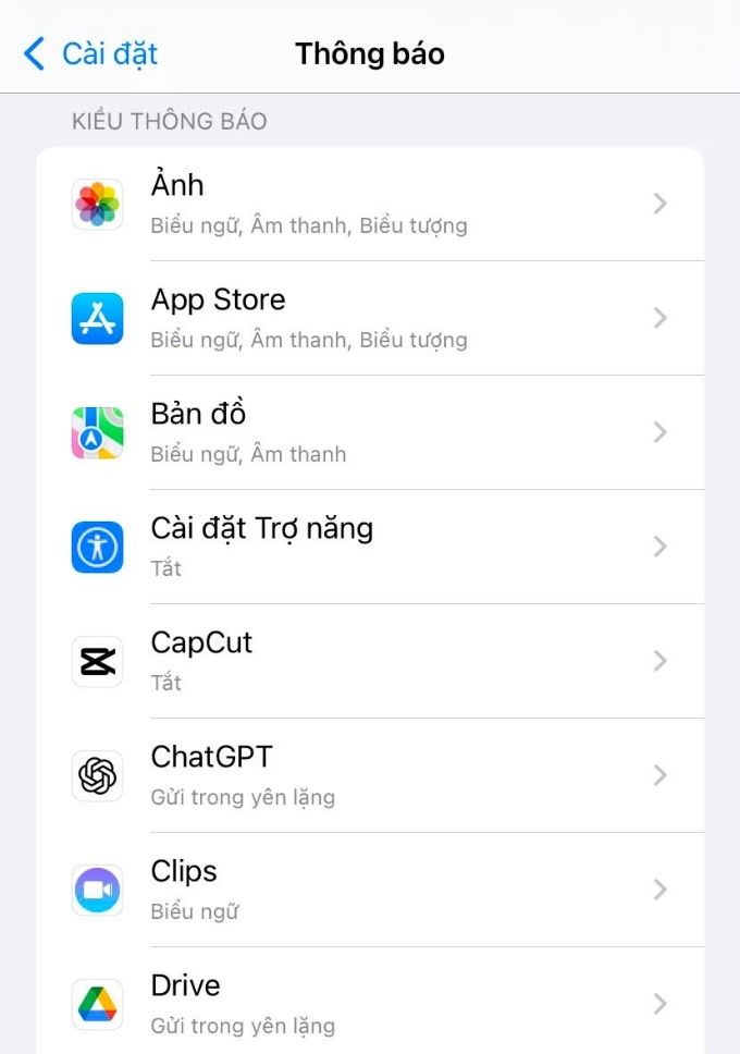 Tắt thông báo từng ứng dụng trên màn hình khóa iPhone