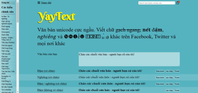 Cách viết chữ kiểu trên công cụ YayText