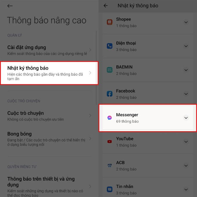 Đọc tin nhắn bị gỡ trên Messenger trên điện thoại Xiaomi