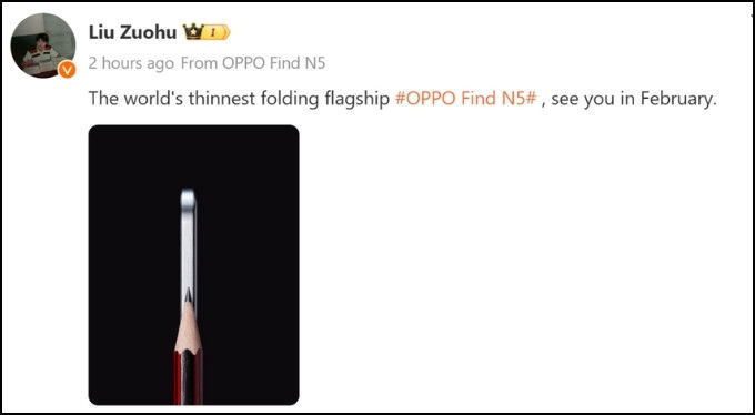 Oppo tung teaser đầu tiên của Oppo Find N5, lộ nhiều chi tiết thiết kế