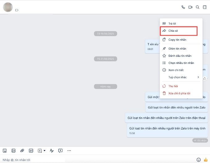 Cách gửi tin nhắn hàng loạt tới nhiều người trên Zalo bằng máy tính