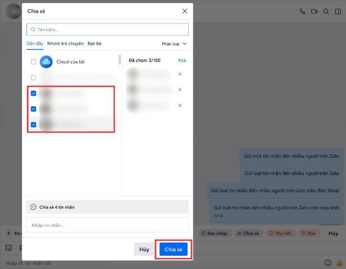 Cách gửi tin nhắn hàng loạt tới nhiều người trên Zalo bằng máy tính