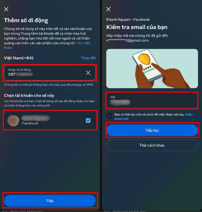 Xác thực tài khoản Facebook bằng số điện thoại
