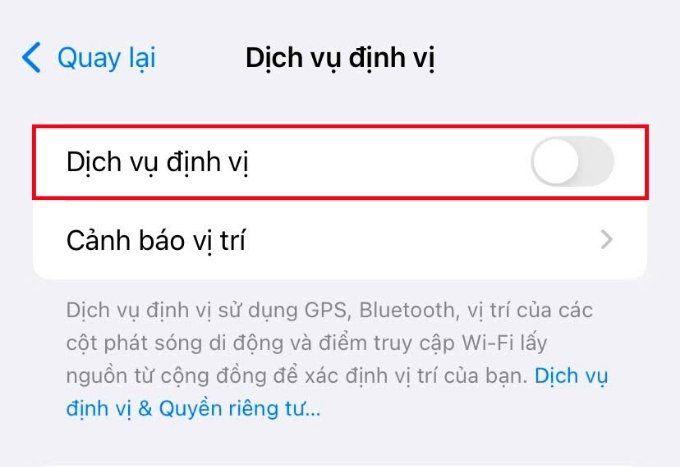 Tắt định vị khi không cần thiết