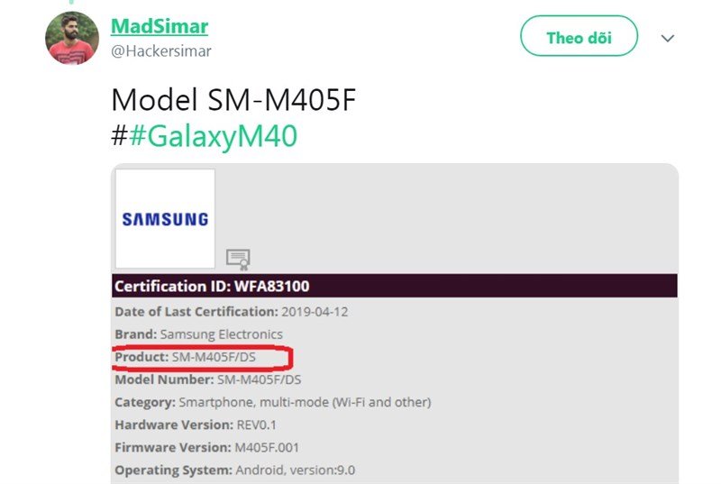 Samsung Galaxy M40 đạt chứng nhận Wi-Fi chuẩn bị ra mắt