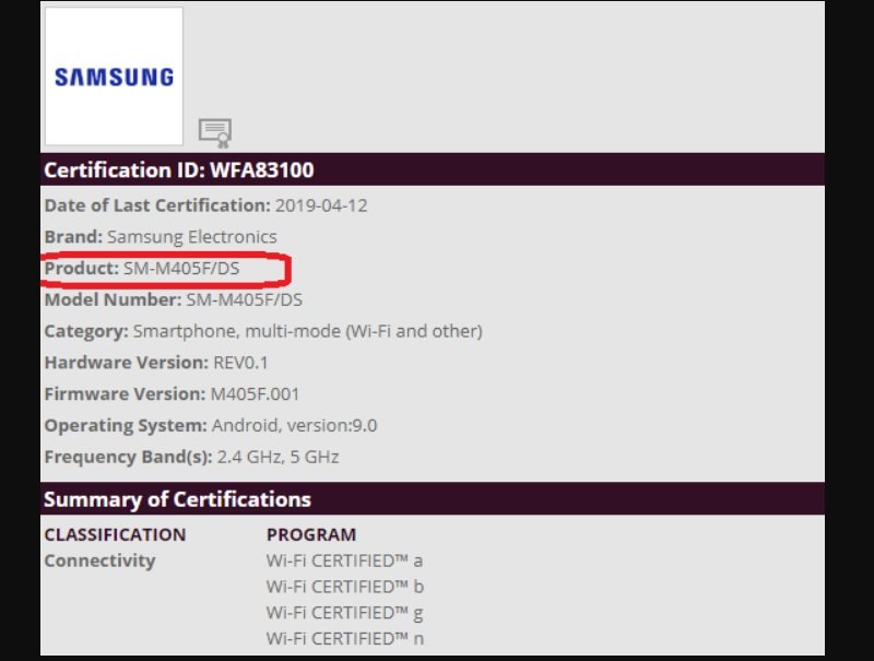 Samsung Galaxy M40 đạt chứng nhận Wi-Fi chuẩn bị ra mắt