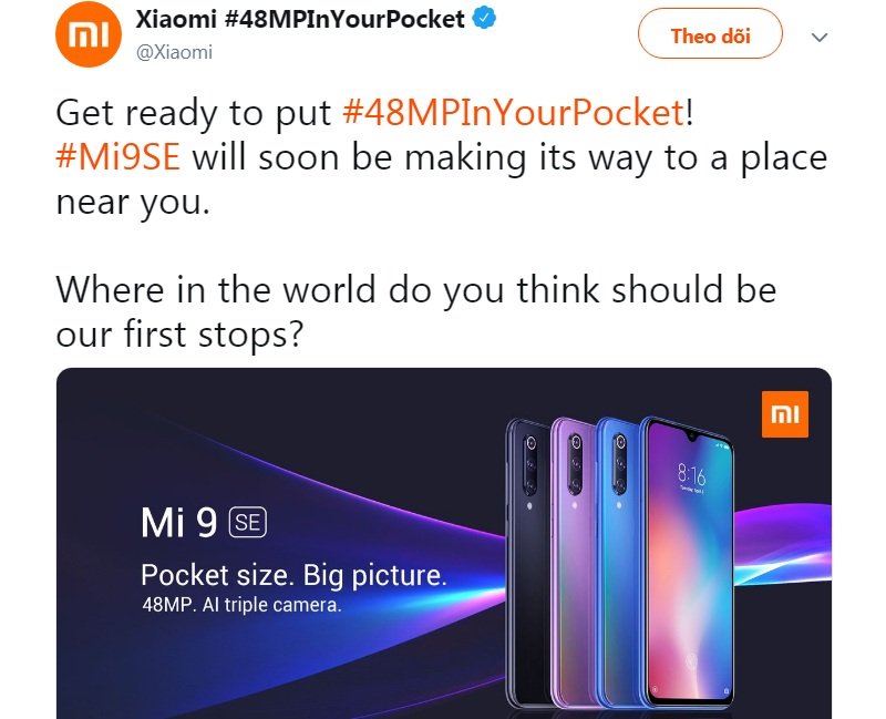 Xiaomi Mi 9 SE chuẩn bị lên kệ toàn cầu trong vài tuần tới