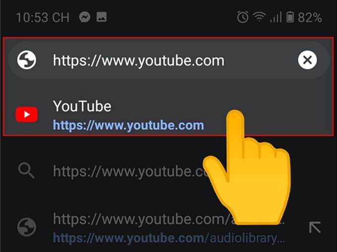 Vào trình duyệt Google Chrome và truy cập vào trang web YouTube