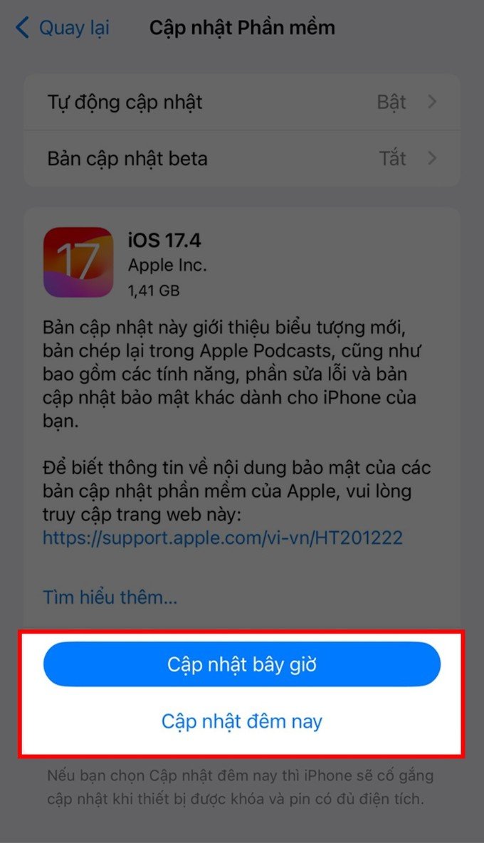 Bước 2 cách cập nhật iPhone 11 lên iOS 17.4