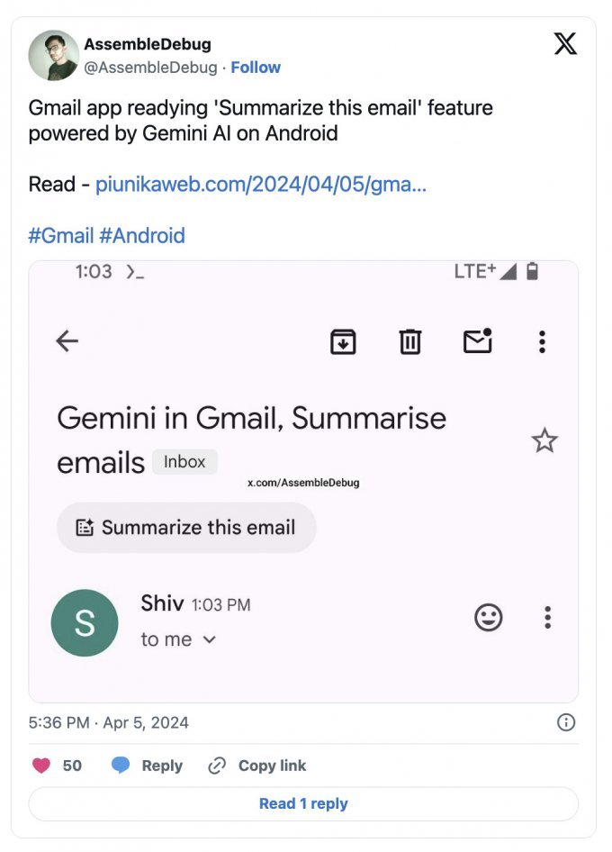 Google có thể đưa bản tóm tắt email AI vào Gmail trên Android