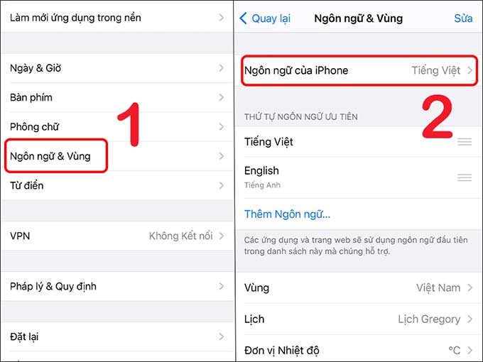 Cách thiết lập ngôn ngữ Tiếng Việt