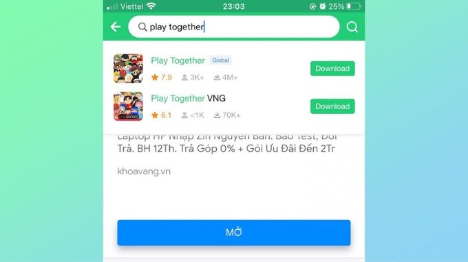 Bước 2 tải Play Together APK trên Android