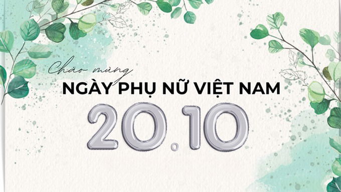 Background 20/10 màu xanh lá
