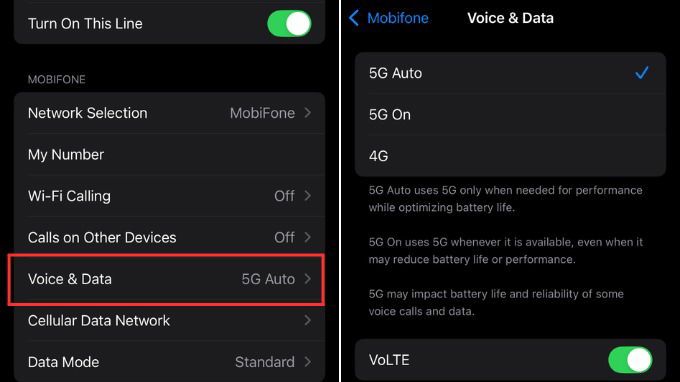 Cách bật/tắt 5G trên iPhone