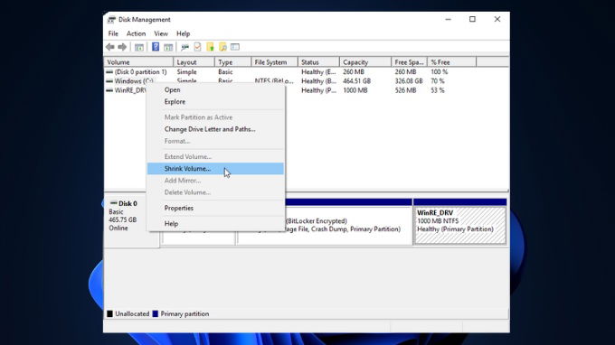 Cách chia ổ cứng Win 11 bằng công cụ Disk Management