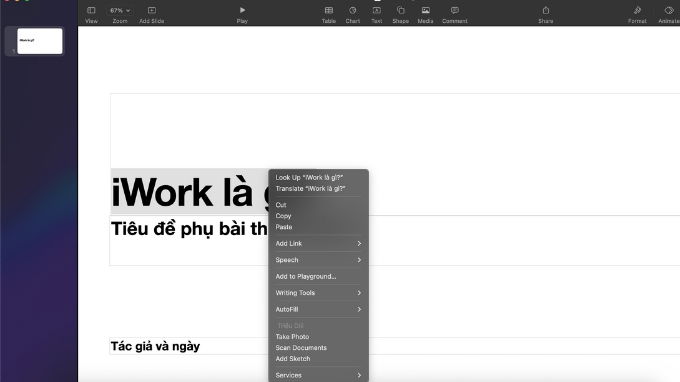 Cách chỉnh sửa slide trong Keynote