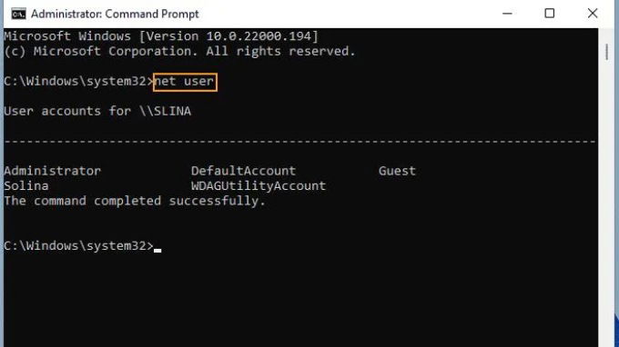Cách đặt mật khẩu cho máy tính Win bằng Command Prompt