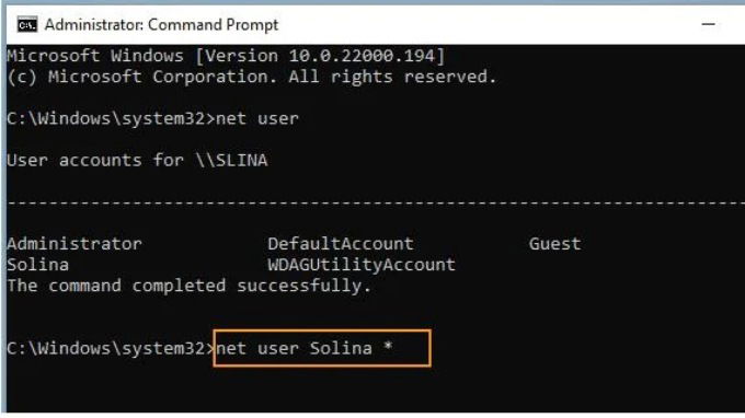 Cách đặt mật khẩu cho máy tính Win bằng Command Prompt