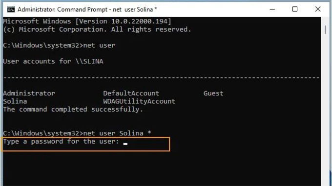 Cách đặt mật khẩu cho máy tính Win bằng Command Prompt