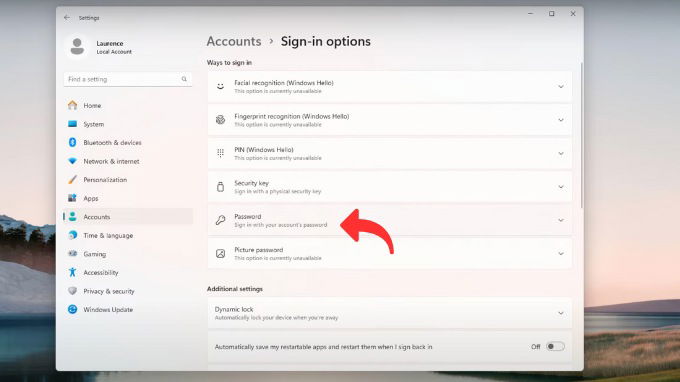 Cách đặt mật khẩu máy tính Win 11 bằng Windows Settings