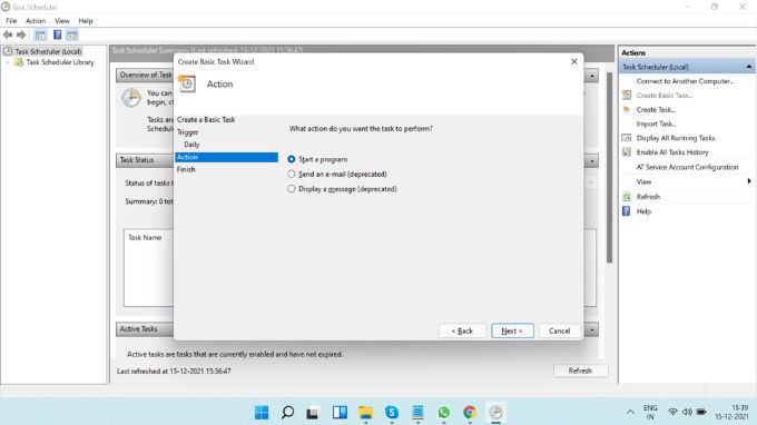 Hẹn giờ tắt laptop Windows 11 bằng Task Scheduler