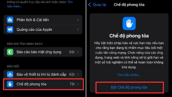 Cách kích hoạt Lockdown Mode trên iPhone