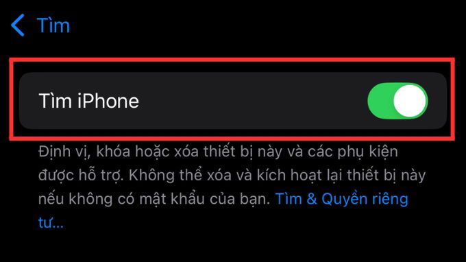 Kích hoạt tính năng tìm iPhone (Find My)