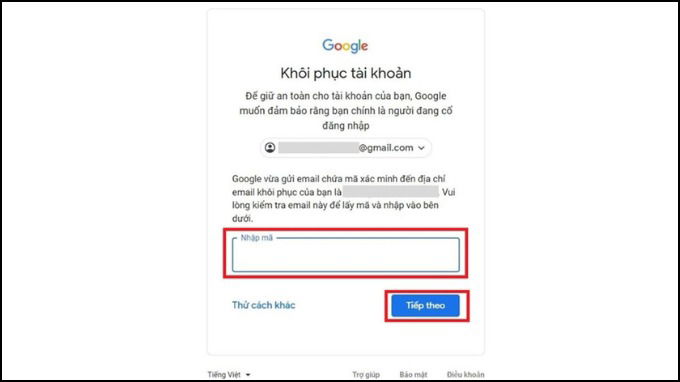 Cách lấy lại mật khẩu Gmail không cần số điện thoại