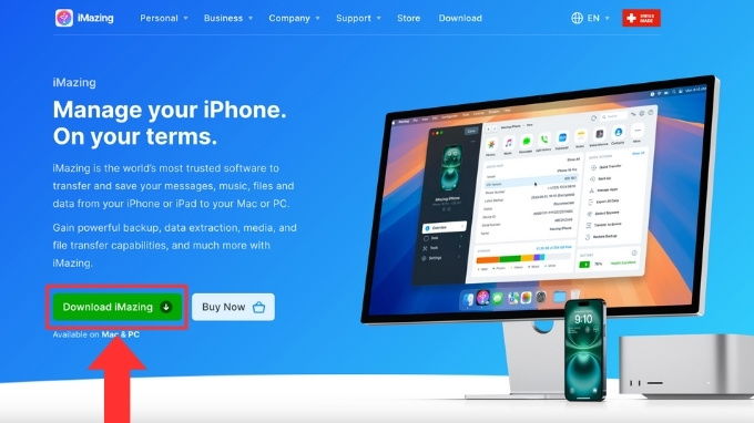 Bước 1: Tải và cài đặt iMazing