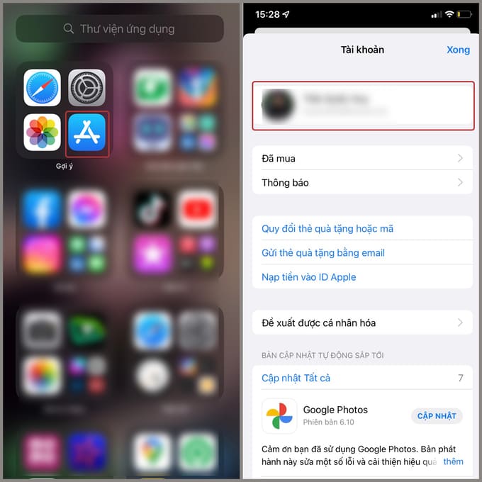 Bước 1: Mở App Store và truy cập thông tin Apple ID
