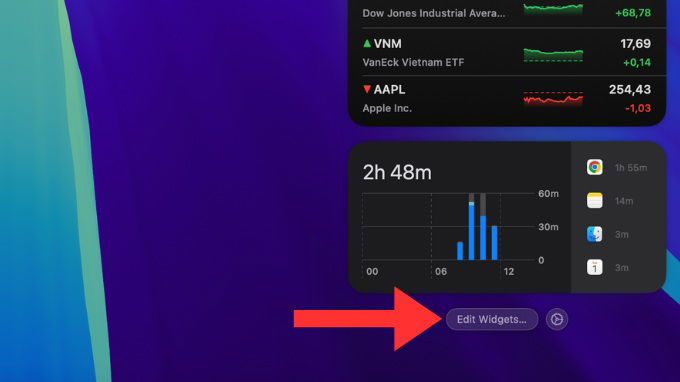 Cách thêm Widget bằng Trung tâm thông báo