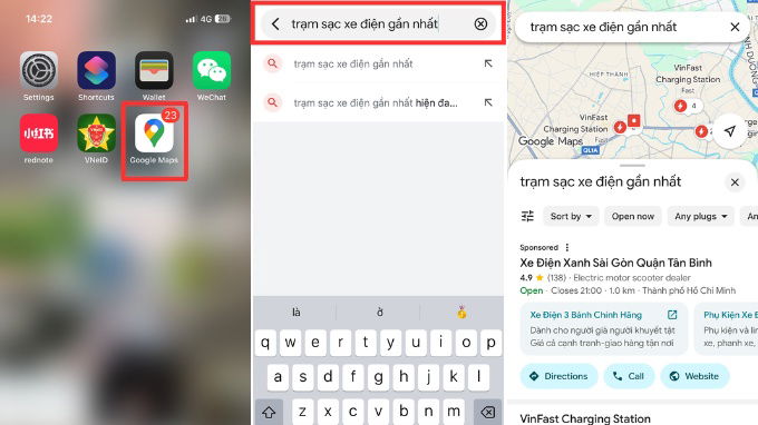 Cách tìm trạm sạc xe điện trên Google Maps