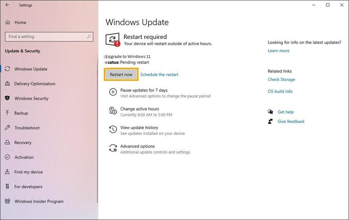 Cách update Win 11 từ Win 10 qua thông báo Windows Update