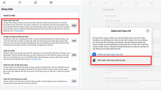 Cách xem danh sách chặn trên Facebook bằng máy tính