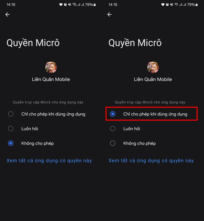 Kiểm tra và cấp quyền truy cập micro cho Liên Quân