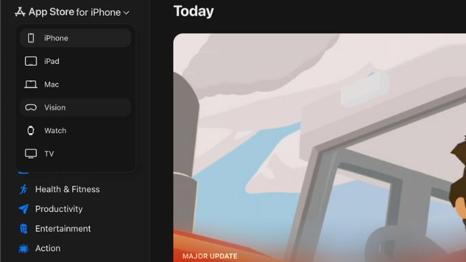 Người dùng có thể xem ứng dụng dành cho iPhone, iPad, Mac, Apple Watch, Apple TV hoặc Vision Pro