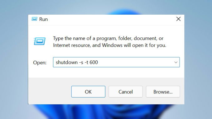 Hẹn giờ tắt máy tính Win 11 bằng hộp thoại Run