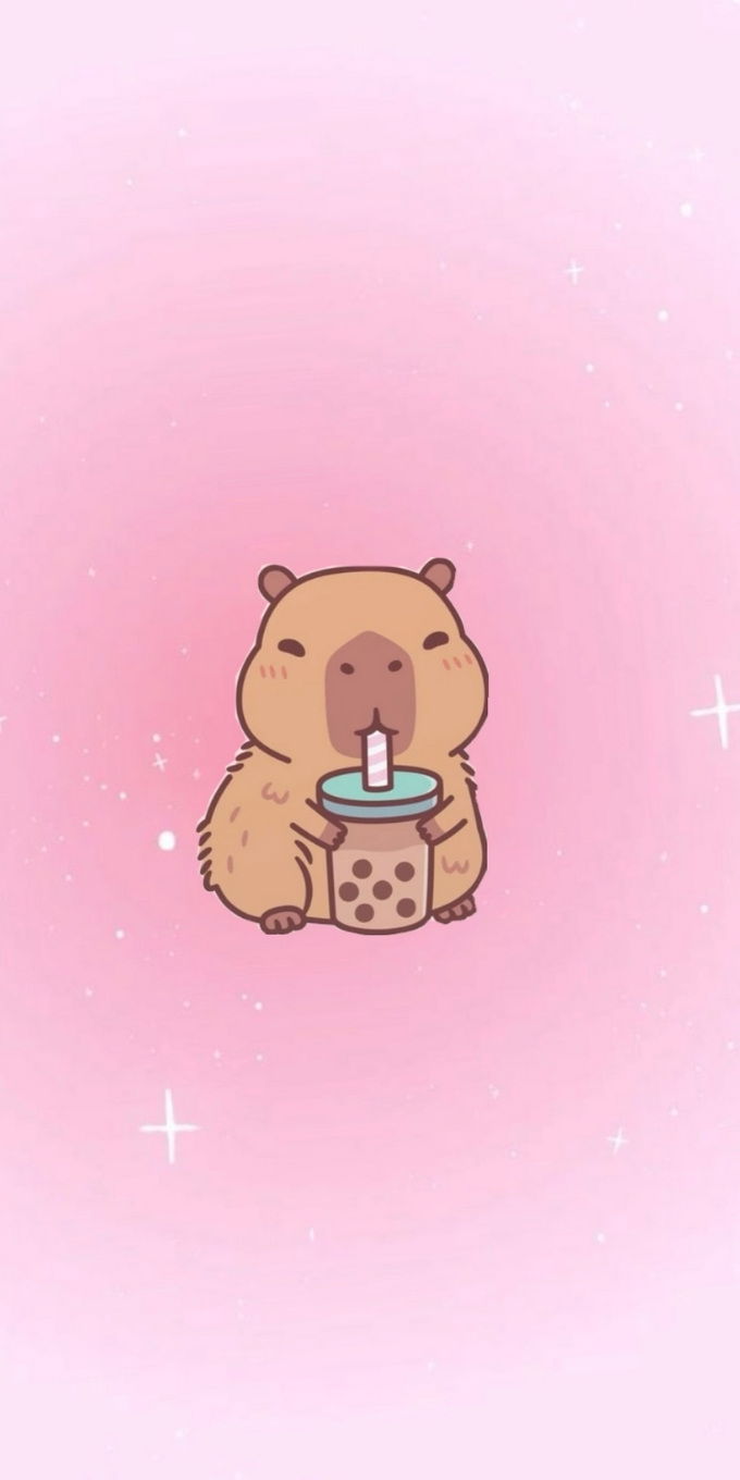Hình nền Capybara màu hồng