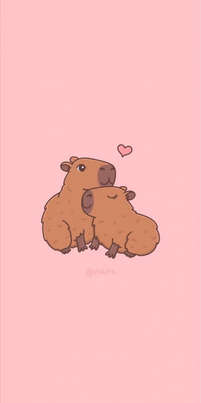 Hình nền Capybara màu hồng