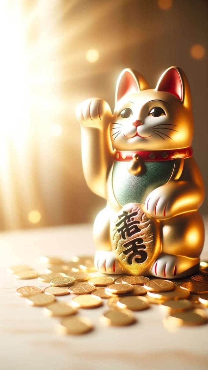 Hình nền mèo thần tài may mắn, tài lộc