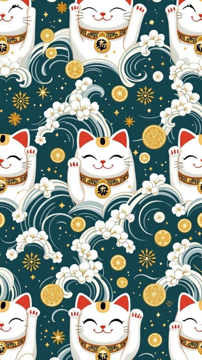 Hình nền mèo thần tài may mắn, tài lộc