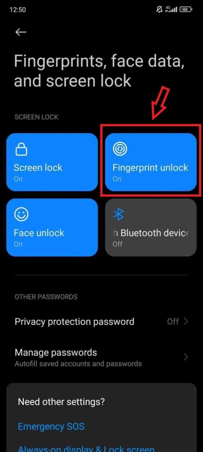 Kiểm tra tính năng mở khóa vân tay