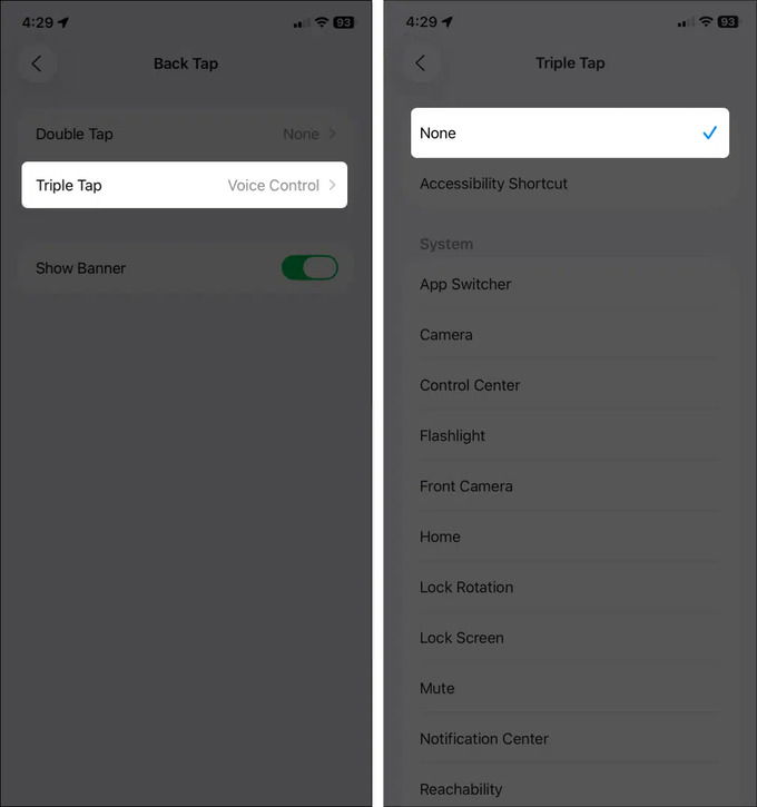 Kiểm tra Back Tap và Phím tắt