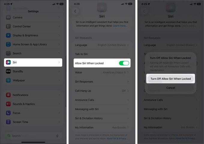 Vô hiệu hóa Siri trên màn hình khóa