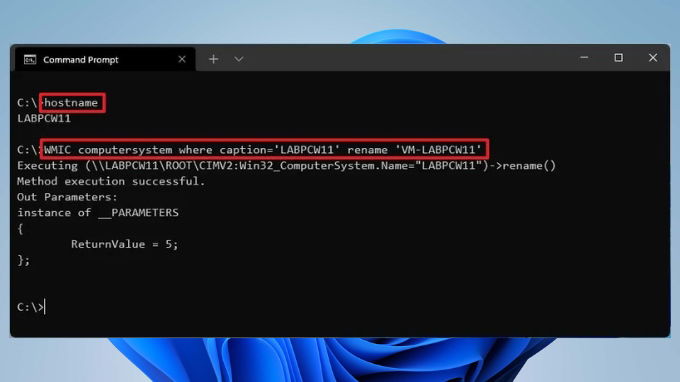 Đổi tên máy tính Win 11 bằng Command Prompt